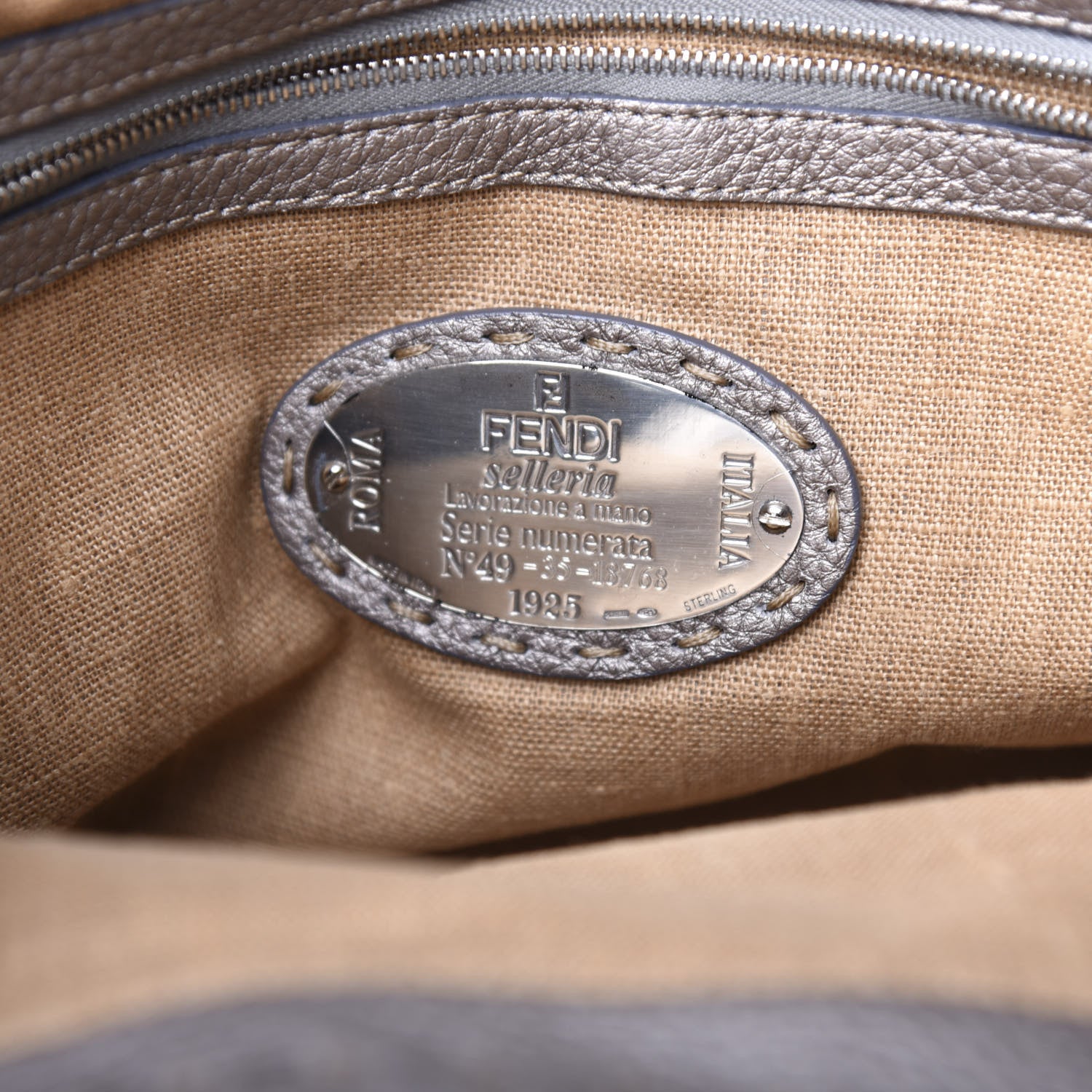 Fendi Cuoio Romano Selleria Small Villa Borghese Tote Peltro 8 of 11