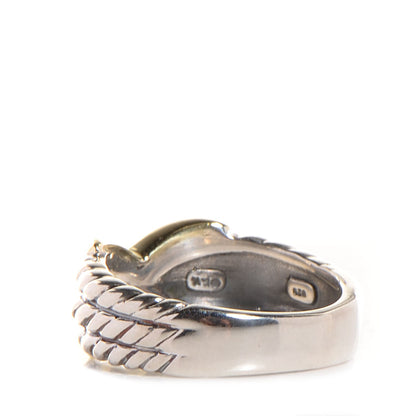 David Yurman Sterling Silver 14k Yellow Gold X Triple Row Ring 7 3 of 8