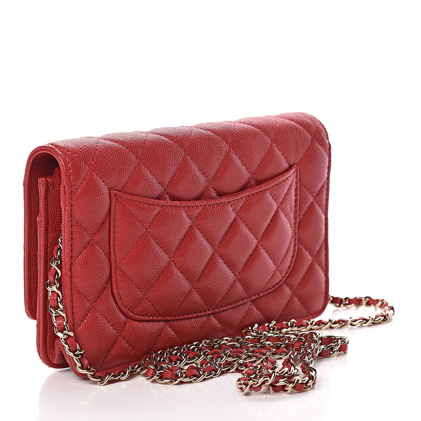 Caviar Quilted Wallet on Chain WOC Red