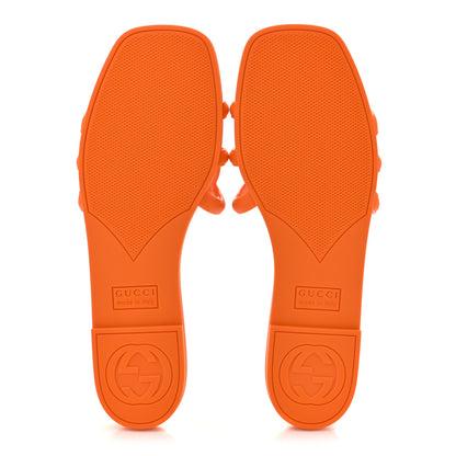Gucci Rubber Interlocking G Womens Slide Sandals 38 Persimmon Orange 6 of 11