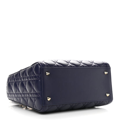 Christian Dior Lambskin Cannage Medium Lady Dior Crystal Strap Blue 4 of 9