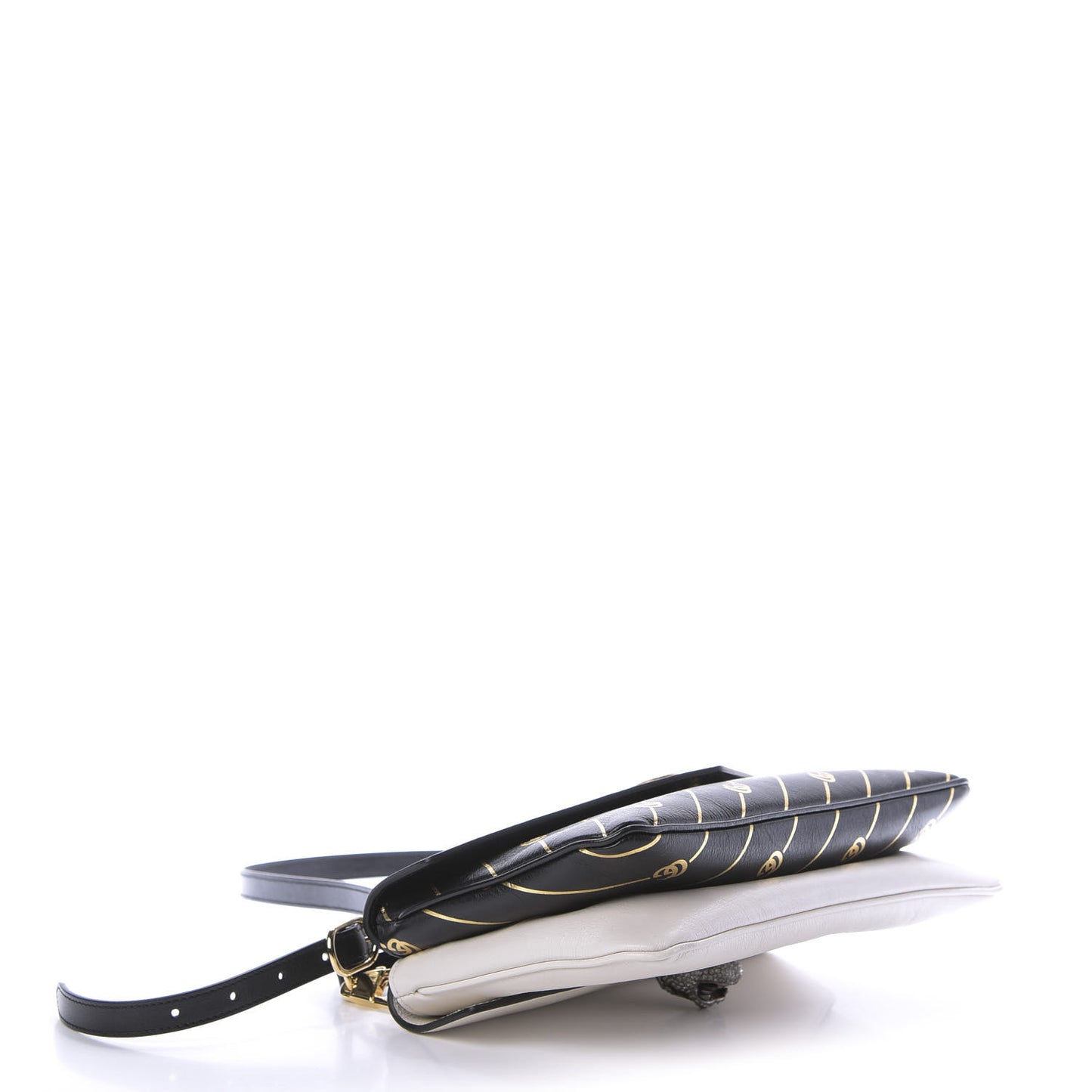 Calfskin Diagonal GG Medium Thiara Double Envelope Shoulder Bag Black White