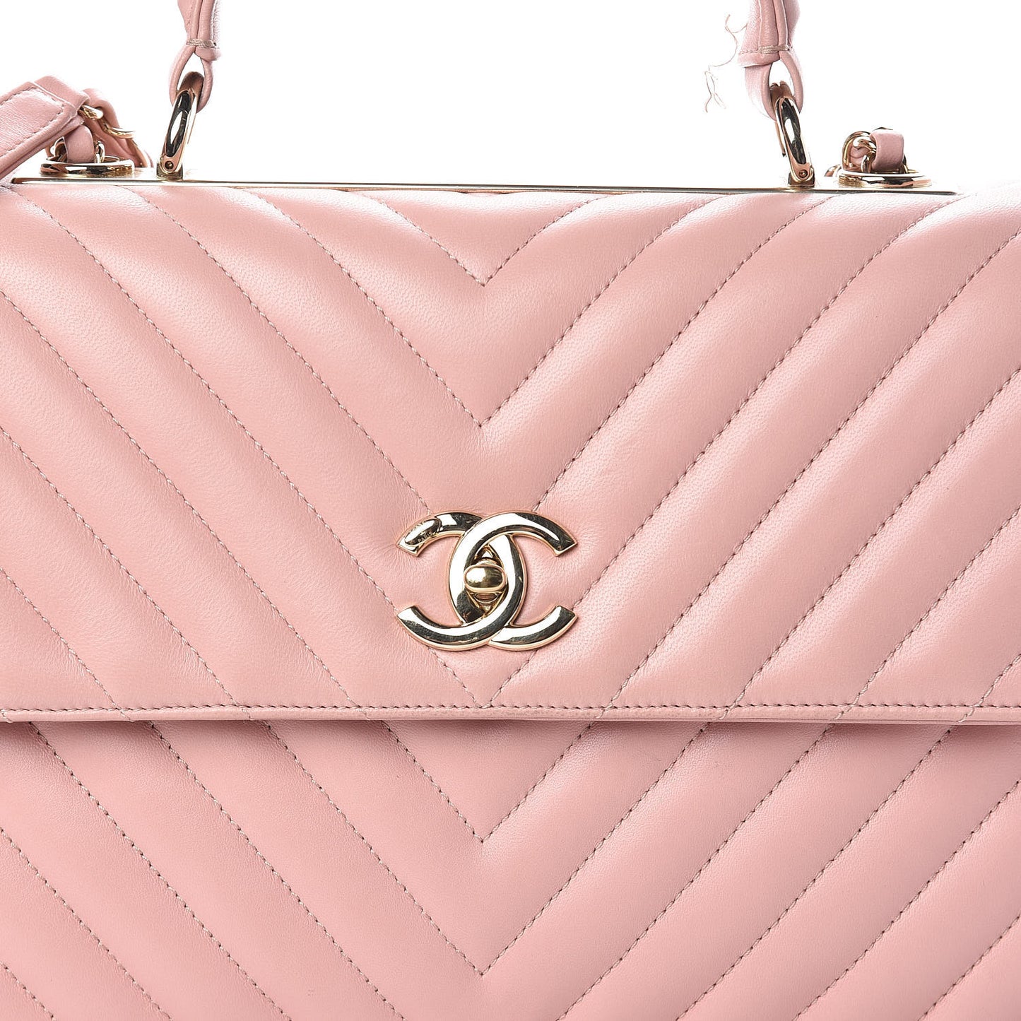Lambskin Chevron Quilted Medium Trendy CC Dual Handle Flap Bag Pink