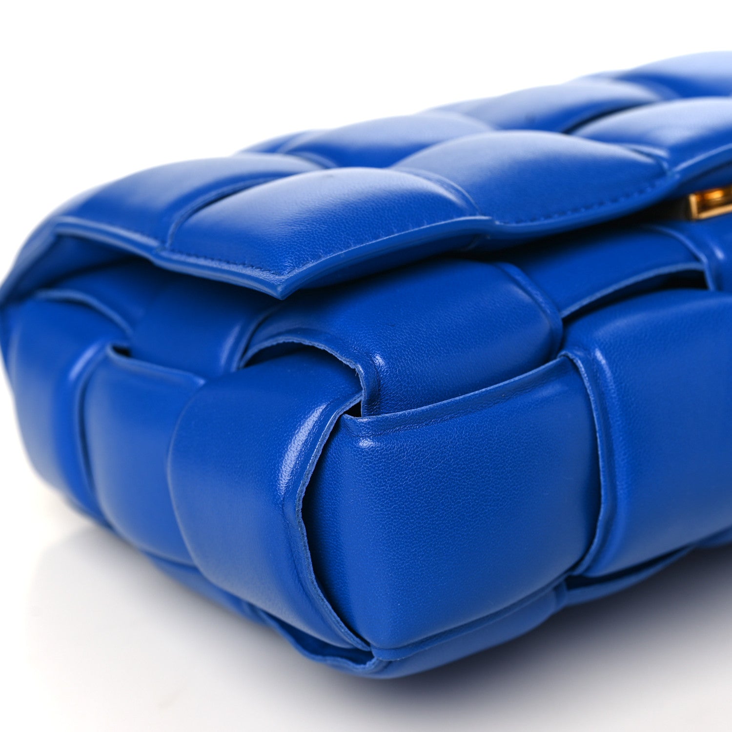 Bottega Veneta Lambskin Maxi Intreccio Padded Chain Cassette Crossbody Bag Cobalt 8 of 9