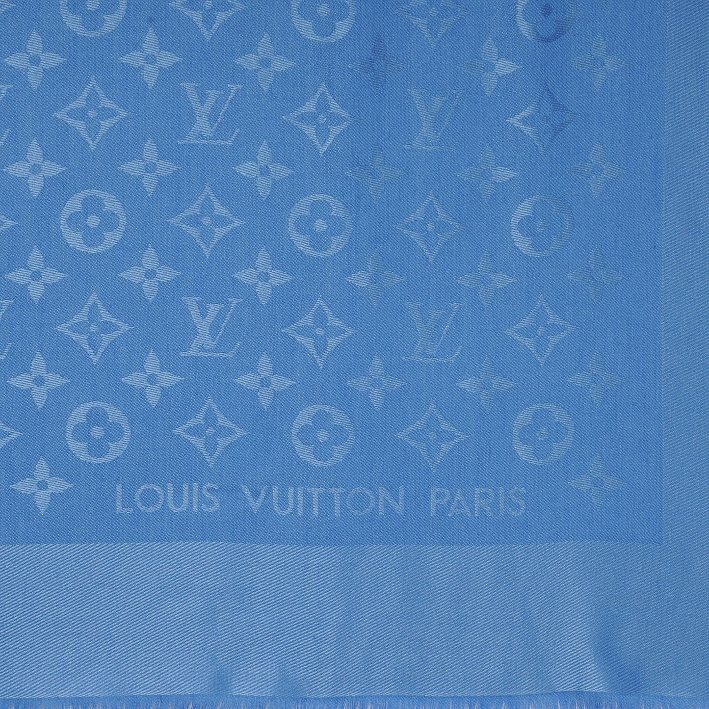 Wool Silk Monogram Shawl Blue