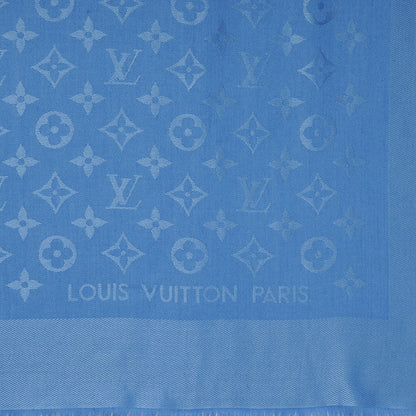 Louis Vuitton Wool Silk Monogram Shawl Blue 1 of 6