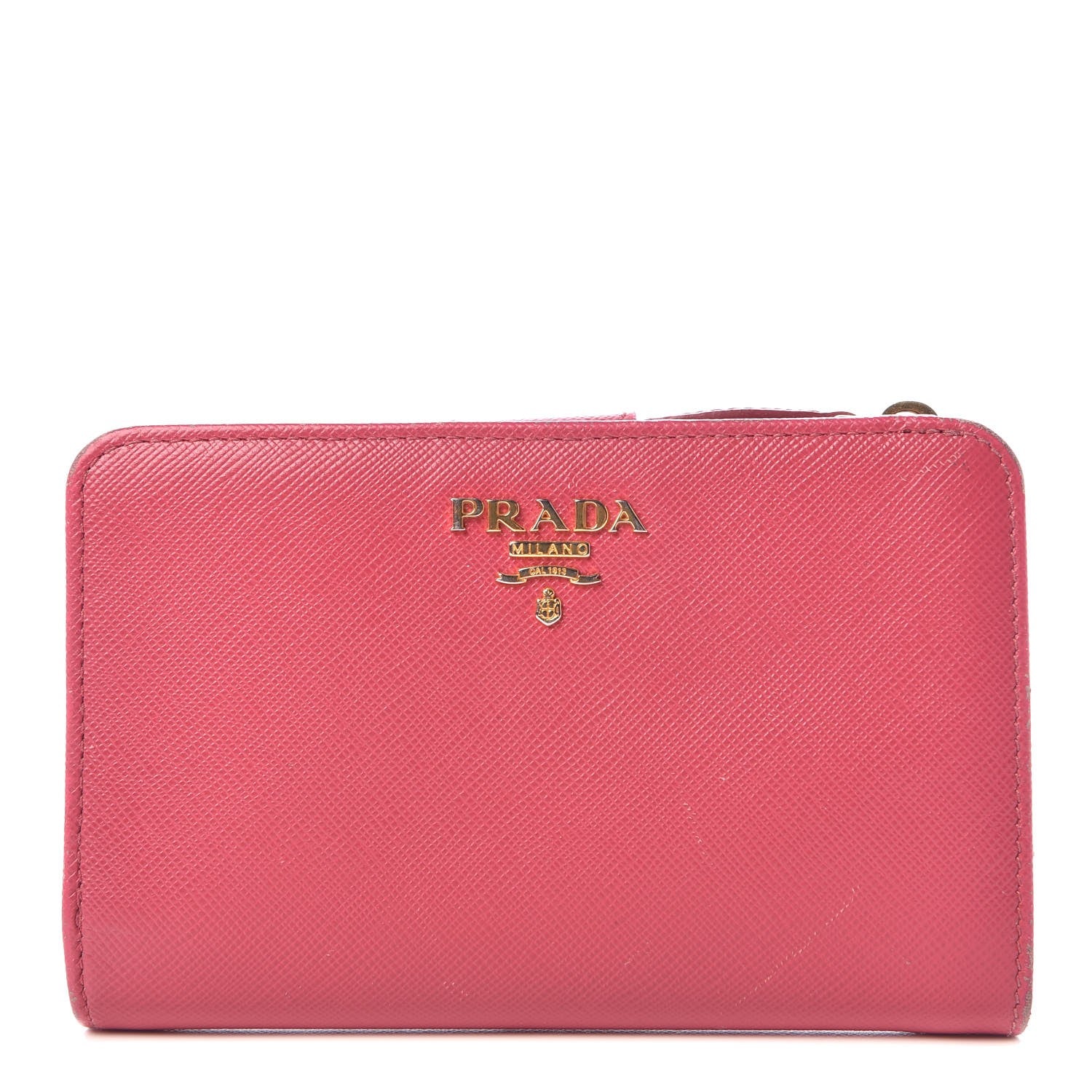 Prada Saffiano Compact Wallet Peonia 1 of 12