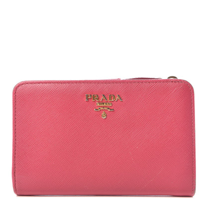 Prada Saffiano Compact Wallet Peonia 1 of 12