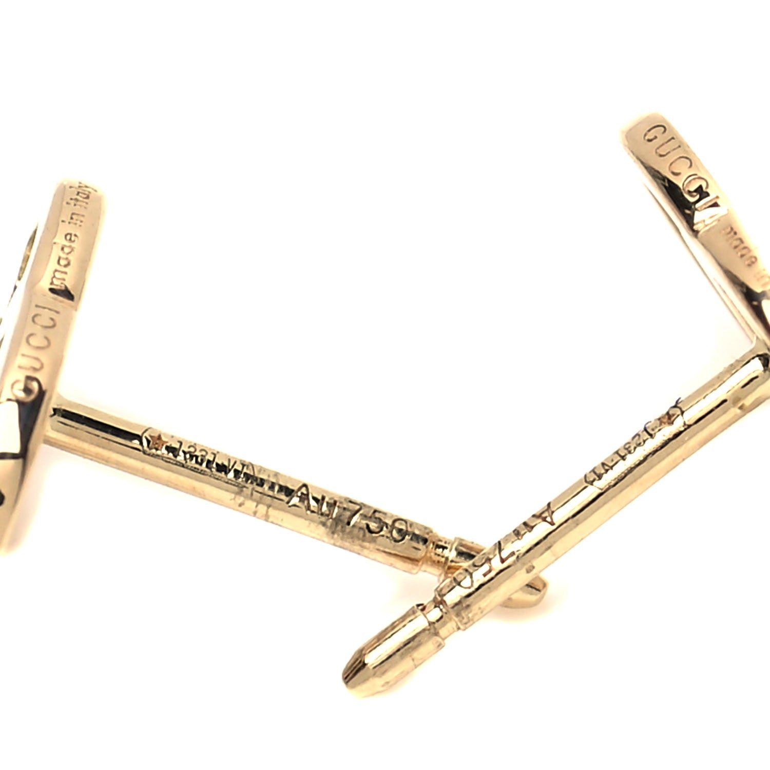 Gucci 18K Yellow Gold GG Tissue Stud Earrings 3 of 6