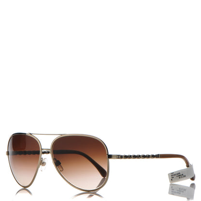 Chanel Lambskin Aviator Chain Sunglasses 4194-Q Gold 1 of 7