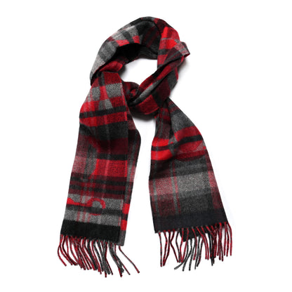 Hermes Cashmere HER-MES Tartan Muffler Rouge Vif Bordeaux Gris Anthracite 1 of 4
