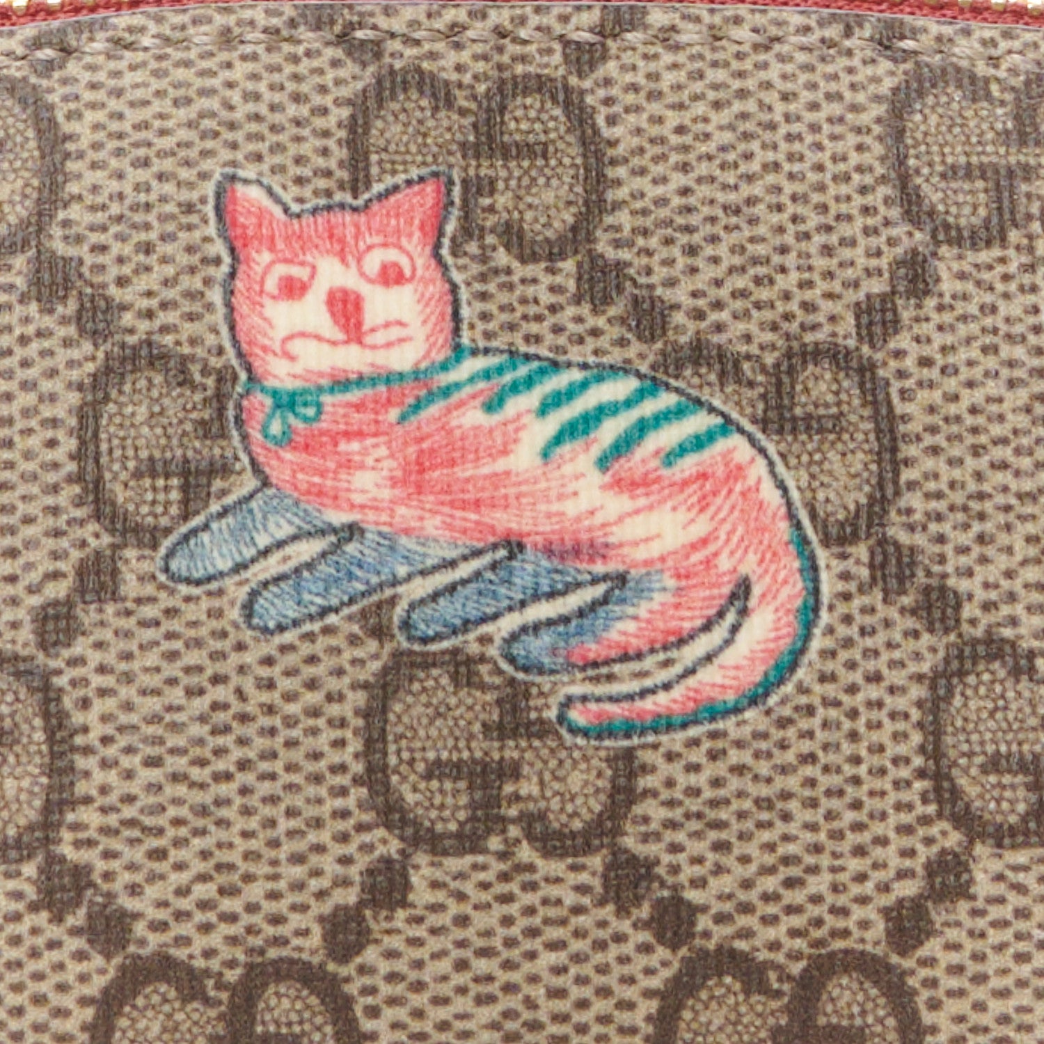 Gucci GG Supreme Monogram Cat Pencil Case Beige Ebony 8 of 11