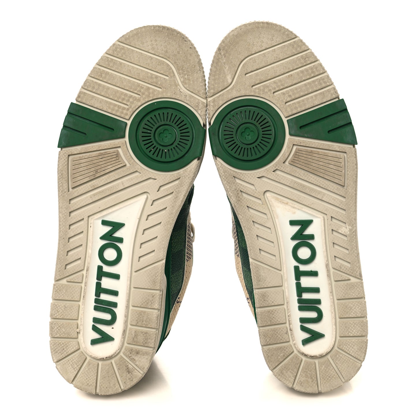 Damier Grained Calfskin Monogram Mens LV Trainer Sneakers 4 Green