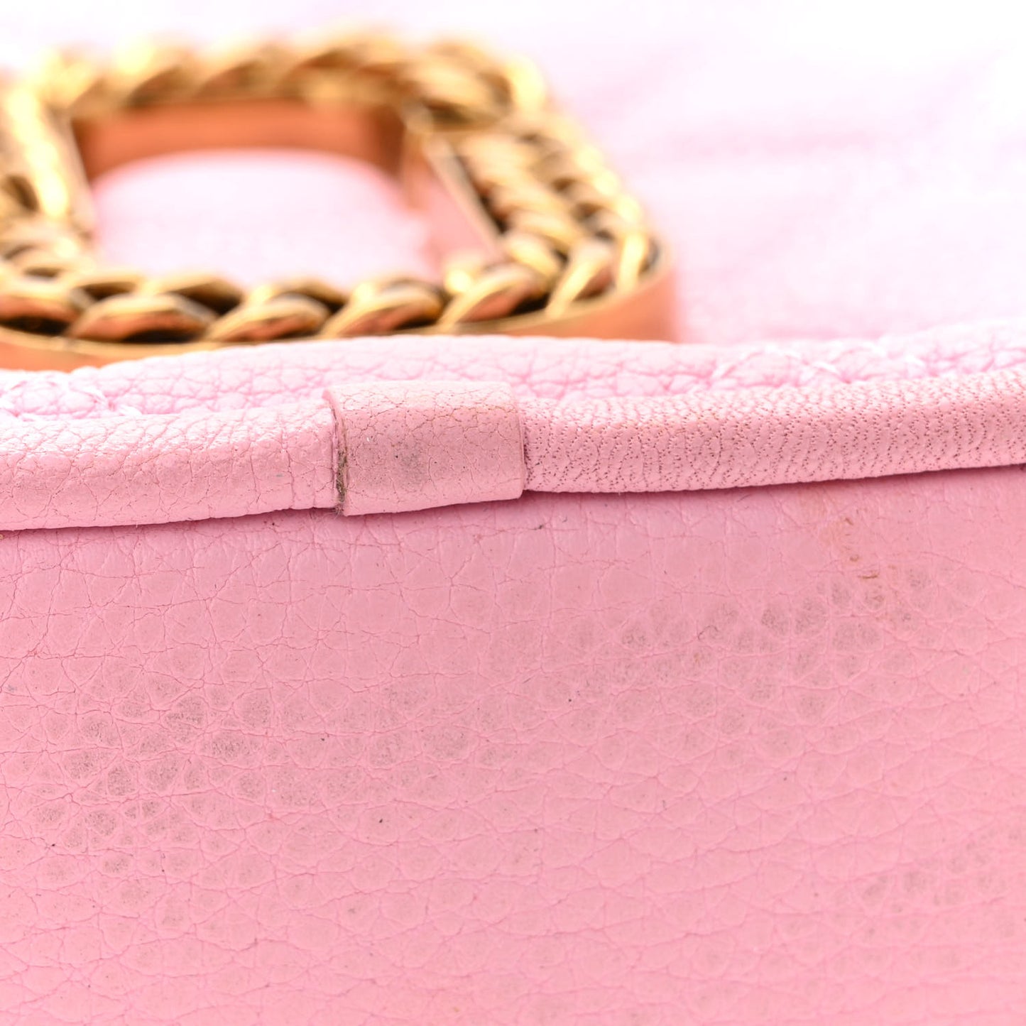 Grained Calfskin Quilted The Status Round Crossbody Pink