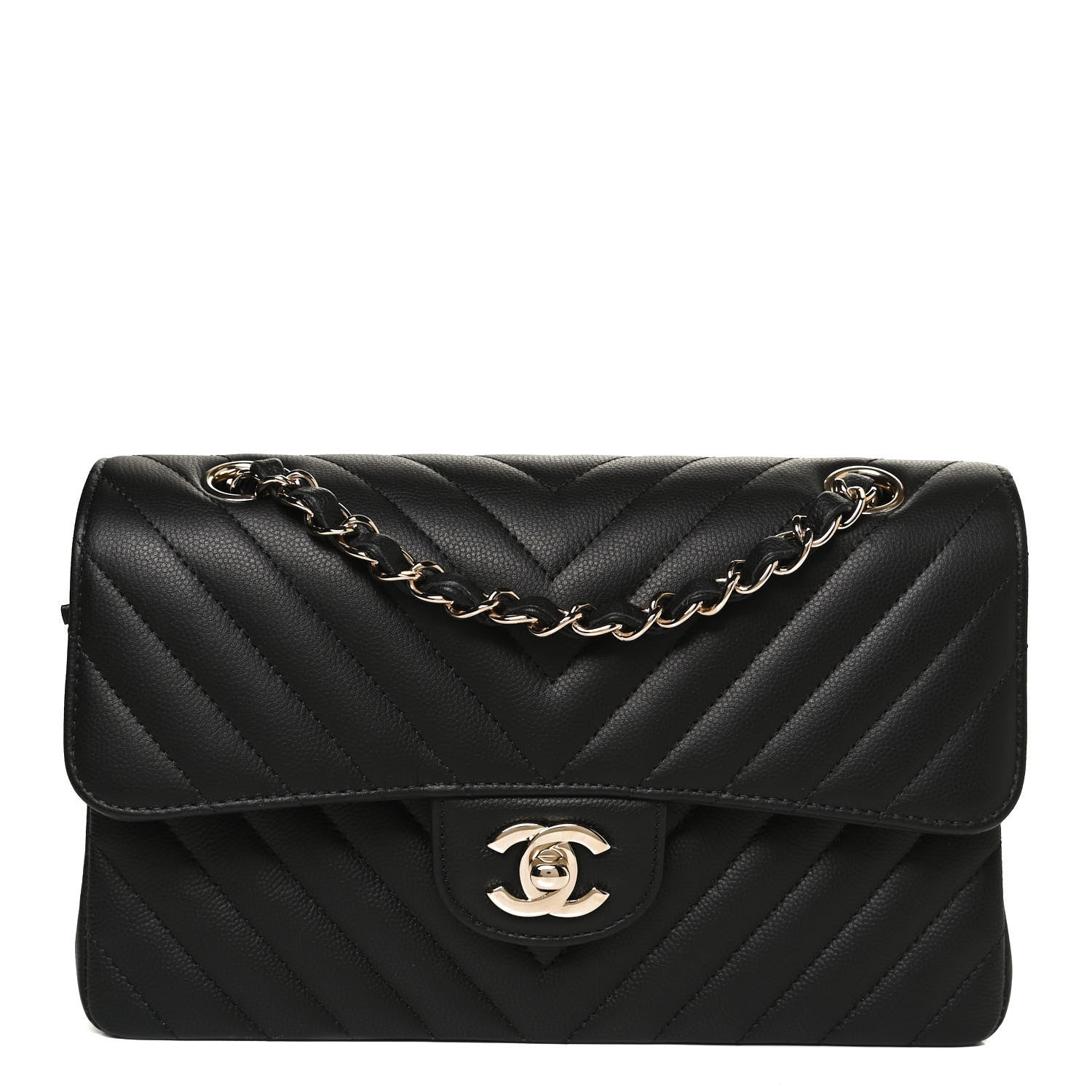 Chanel Caviar Chevron Quilted Small Double Flap Black 1 of 11