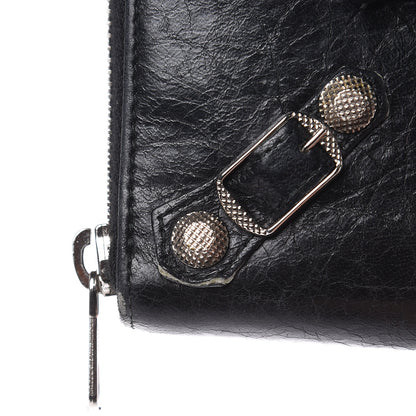 Balenciaga Agneau Giant 12 Silver Hardware Continental Zip Around Wallet Black 12 of 13