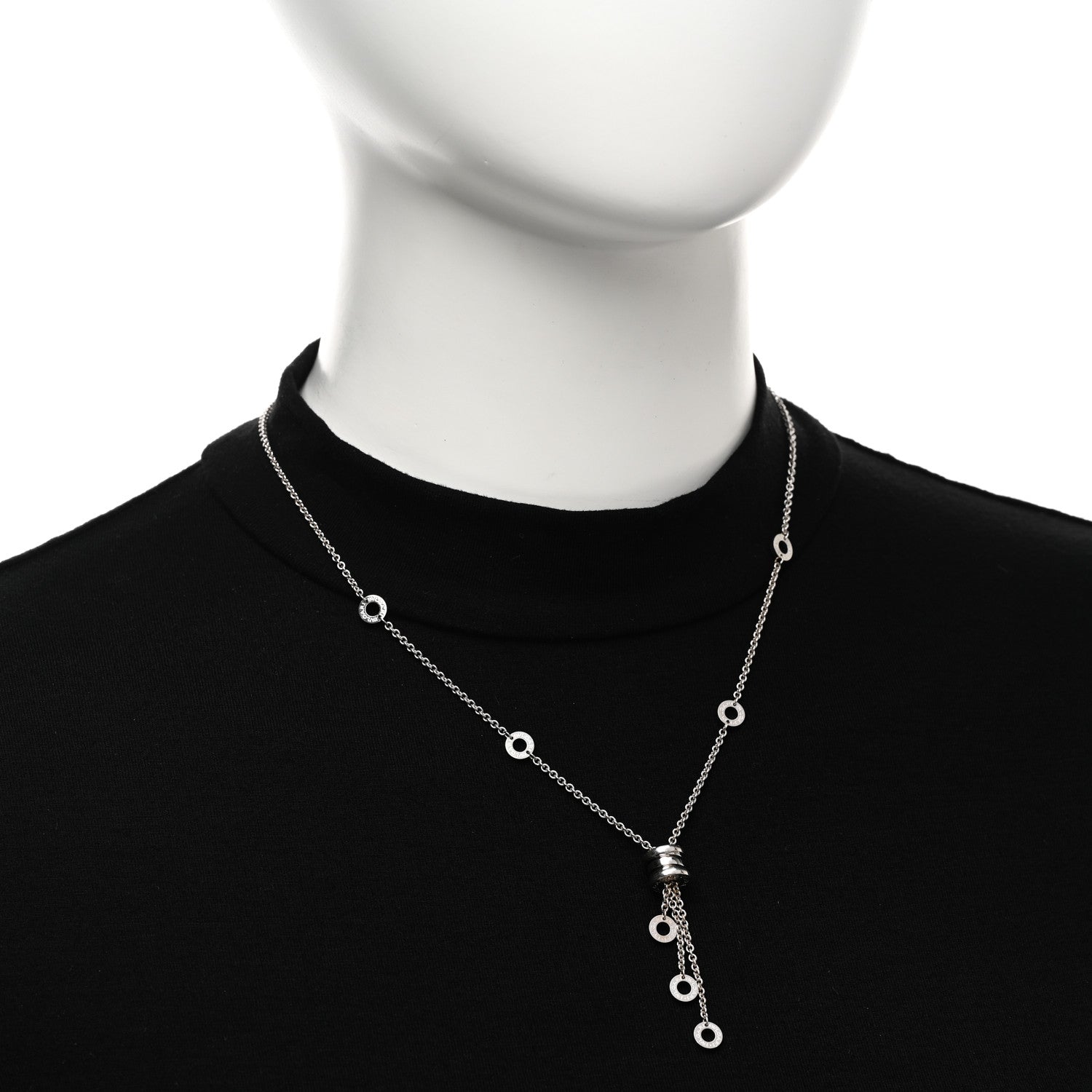 Bulgari 18K White Gold B.Zero1 Drop Necklace 2 of 5
