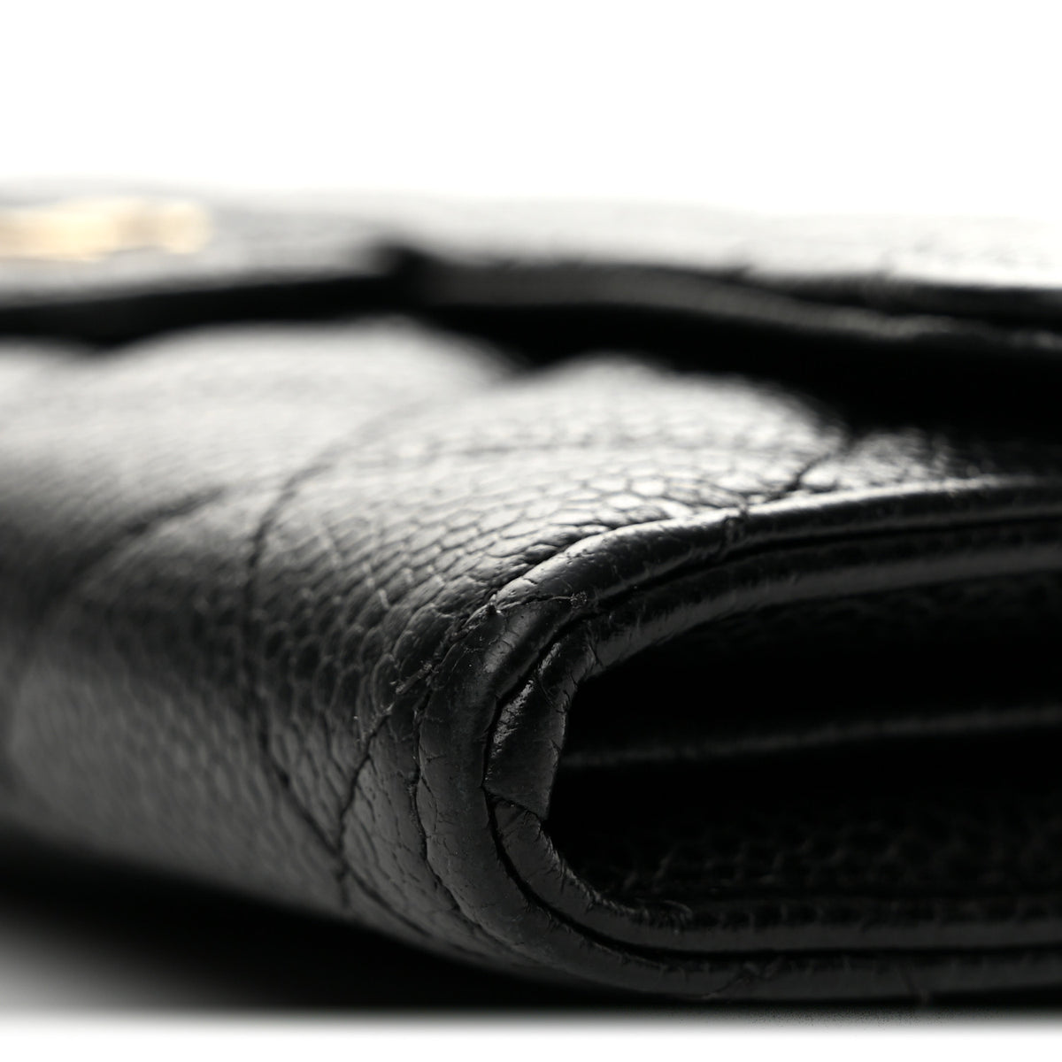 Caviar Quilted Large Gusset Flap Wallet Black