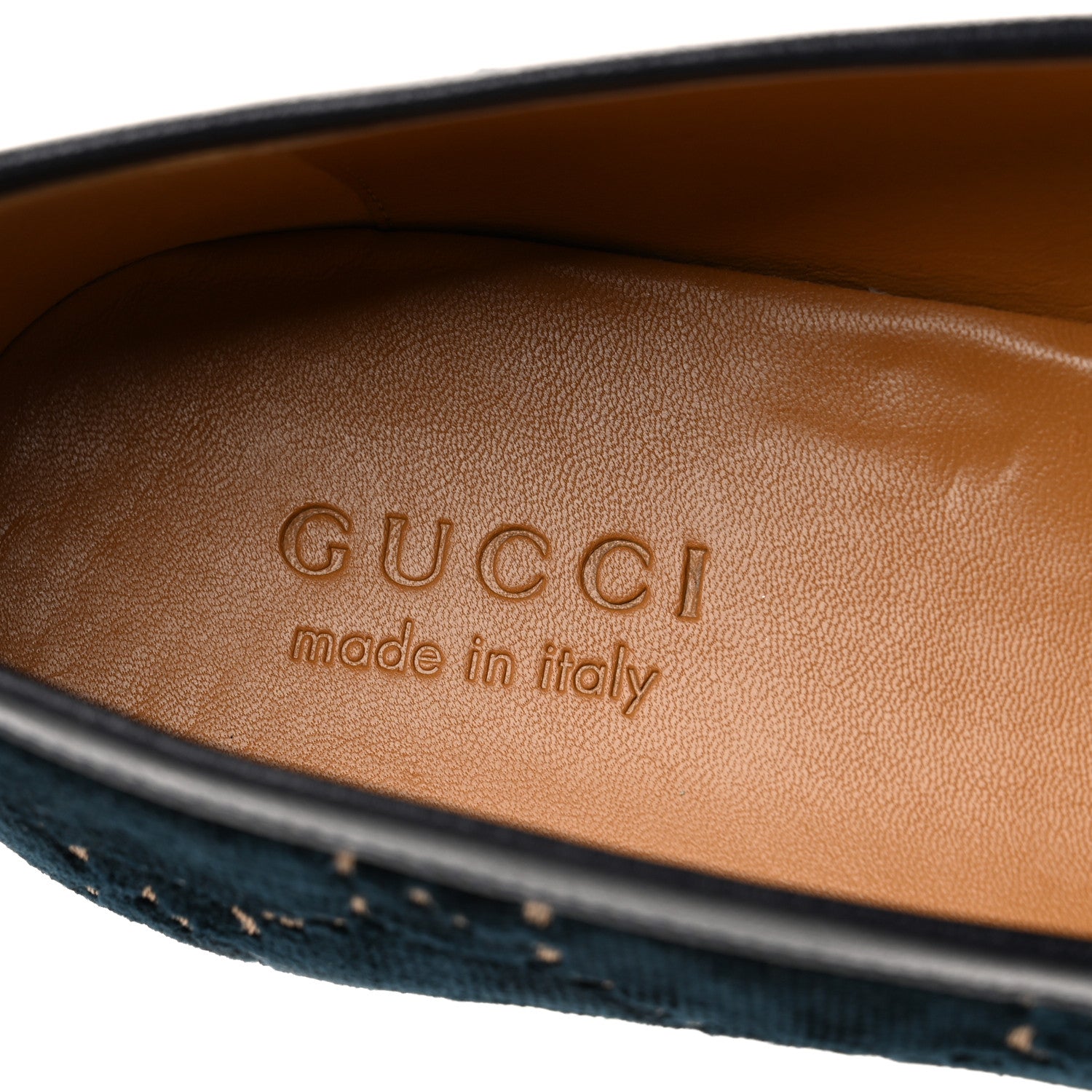 Gucci Velvet GG Monogram Horsebit Mens Jordaan Loafers 10.5 Blue Beige 8 of 9