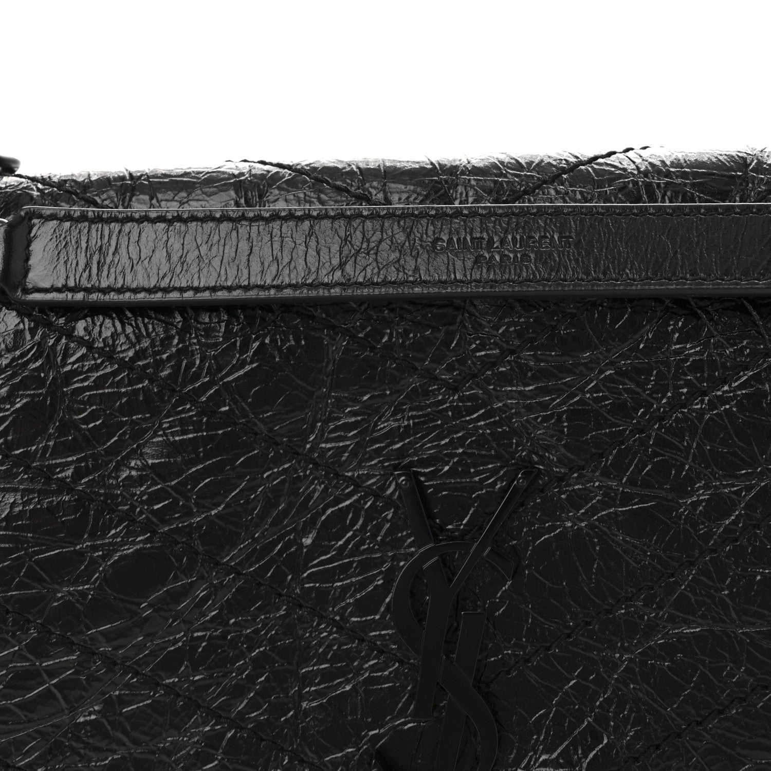 Saint Laurent Crinkled Calfskin Matelasse Monogram Medium Niki Chain Satchel Black 8 of 10