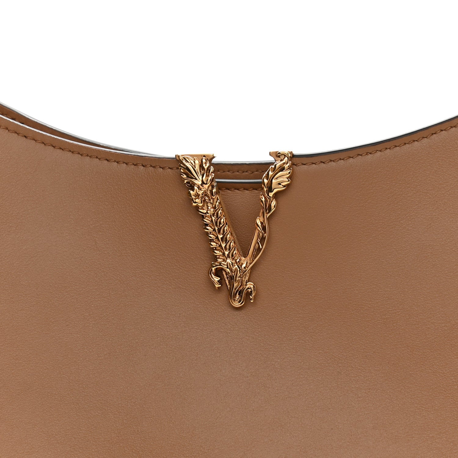 Versace Calfskin Vitello Virtus Hobo Brown 7 of 9
