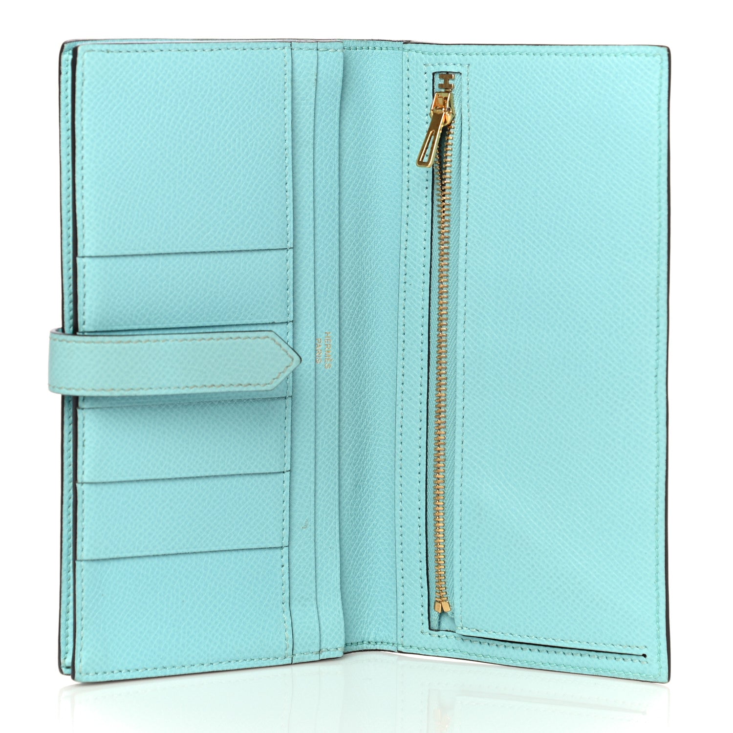 Hermes Epsom Bearn Gusset Wallet Bleu Atoll 5 of 12