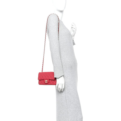 Chanel Lambskin Quilted Mini Rectangular Flap Dark Pink 2 of 11