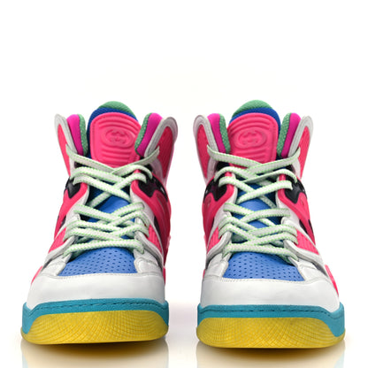Gucci Demetra Womens Basket High Top Sneakers 39.5 Great White Bright Splash Loess 3 of 15