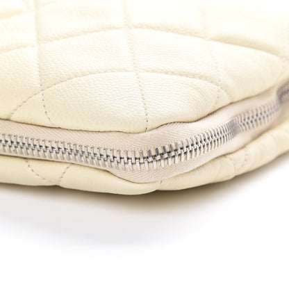 Chanel Caviar Quilted Expandable Zip Shoulder Bag White 9 of 9
