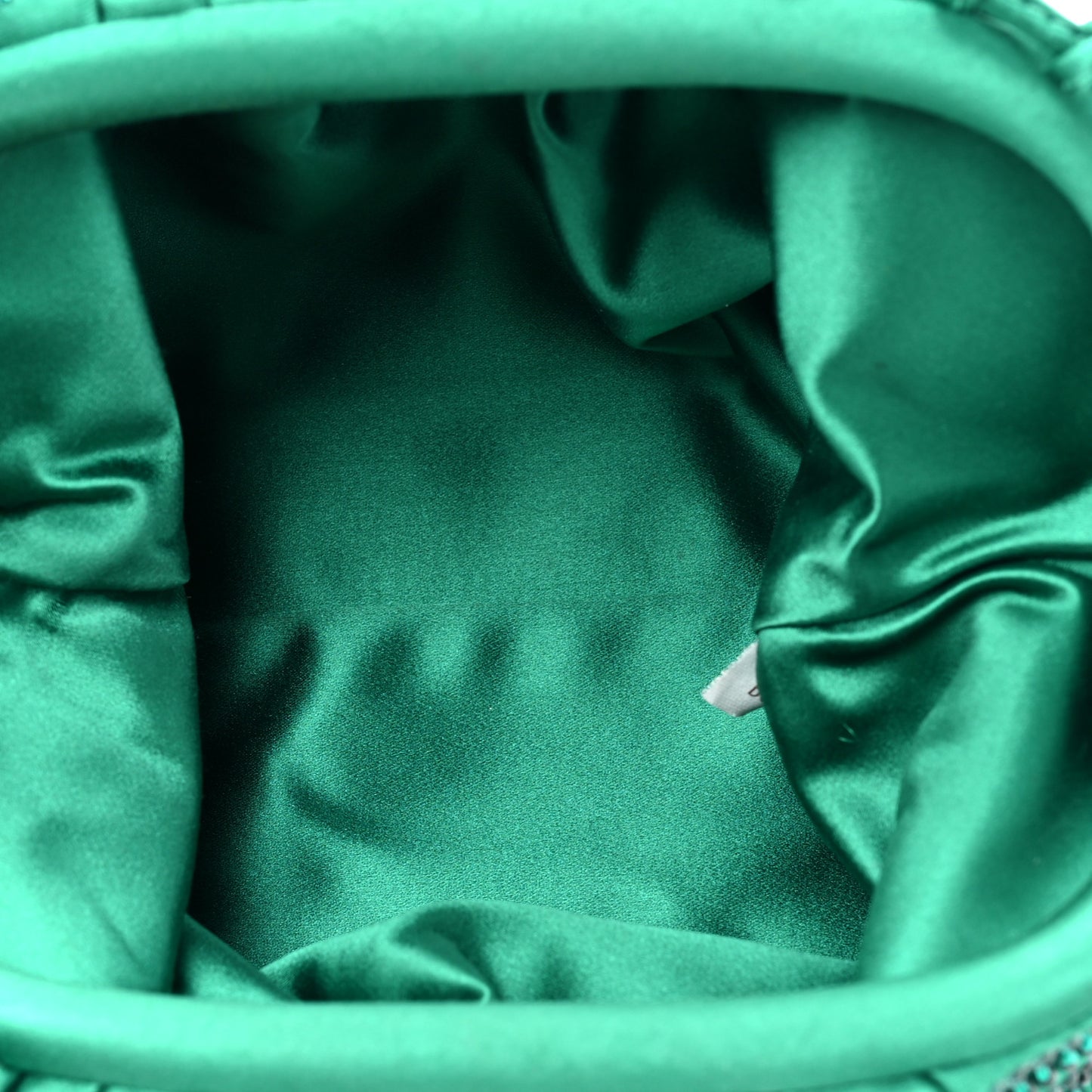 Satin Crystal Embellished The Mini Pouch Emerald