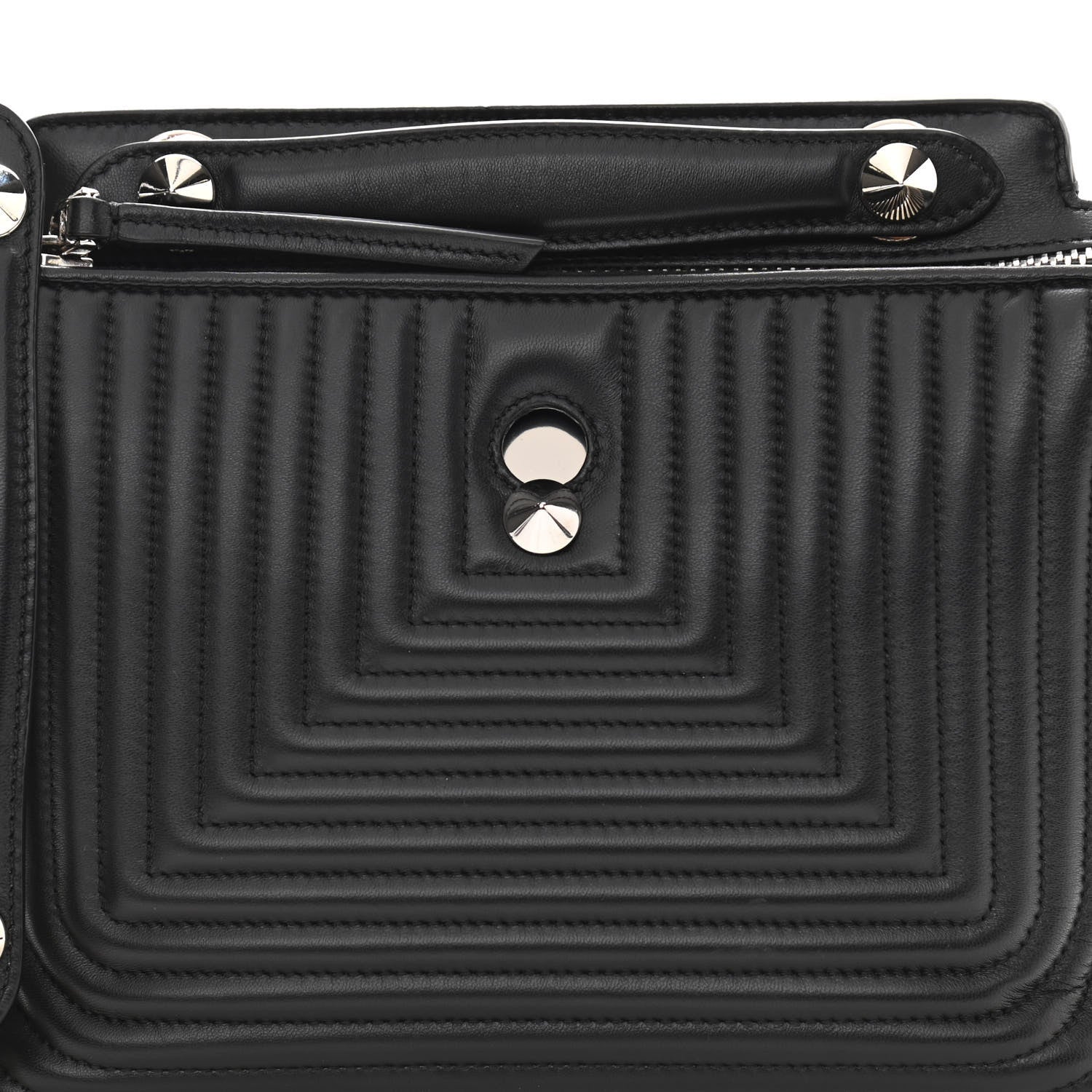 Fendi Shiny Nappa Trapuntata Chain Small DotCom Click Chain Satchel Black 9 of 11