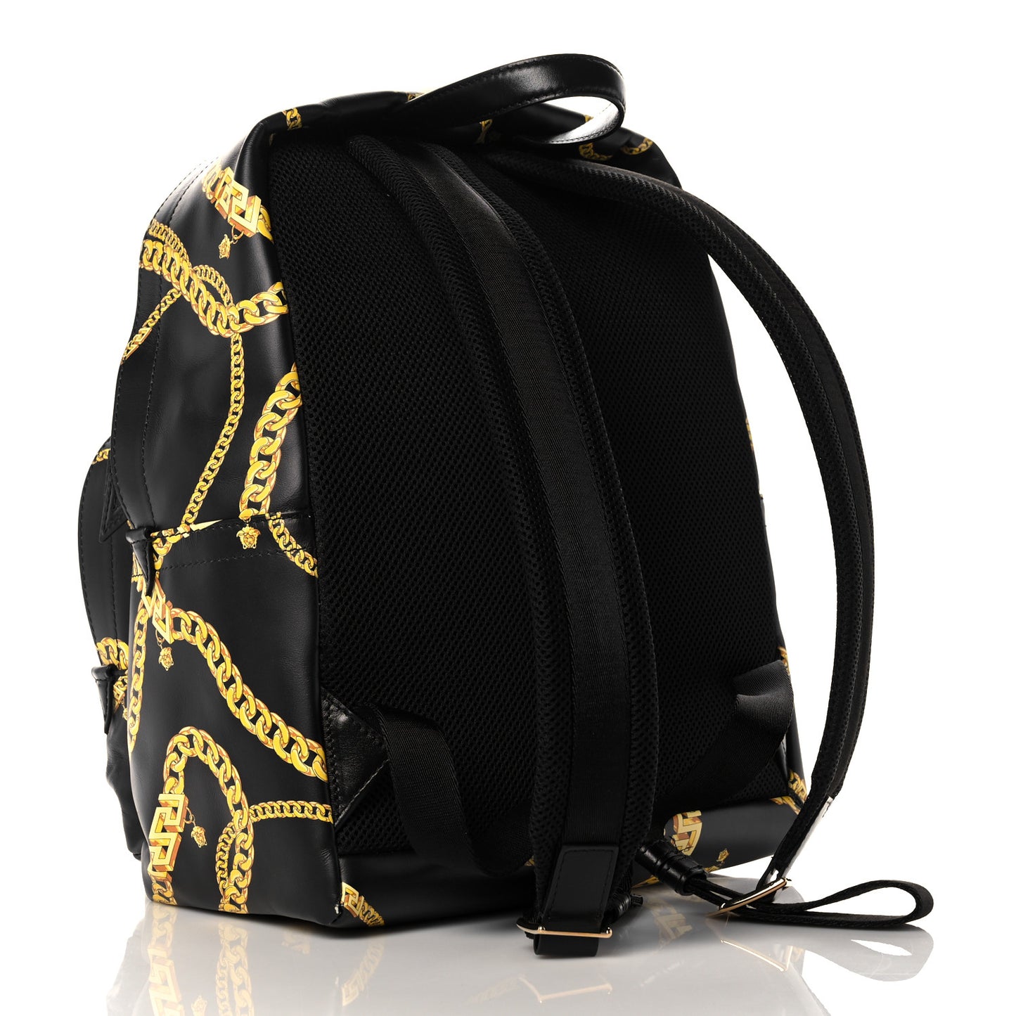 Vinyl Chain Print La Medusa Backpack Black Gold