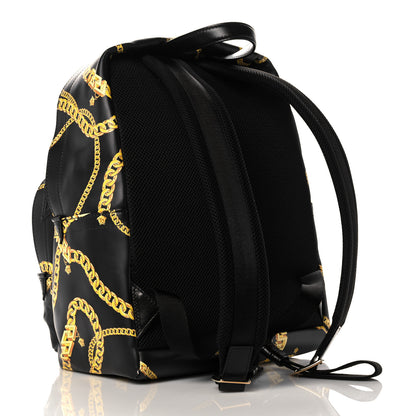 Versace Vinyl Chain Print La Medusa Backpack Black Gold 3 of 12