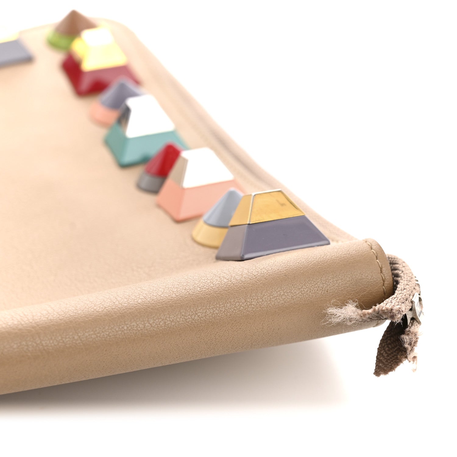 Fendi Vitello Dolce Plexiglass Studded Zip Around Pouch Cuoio Multicolor 8 of 11