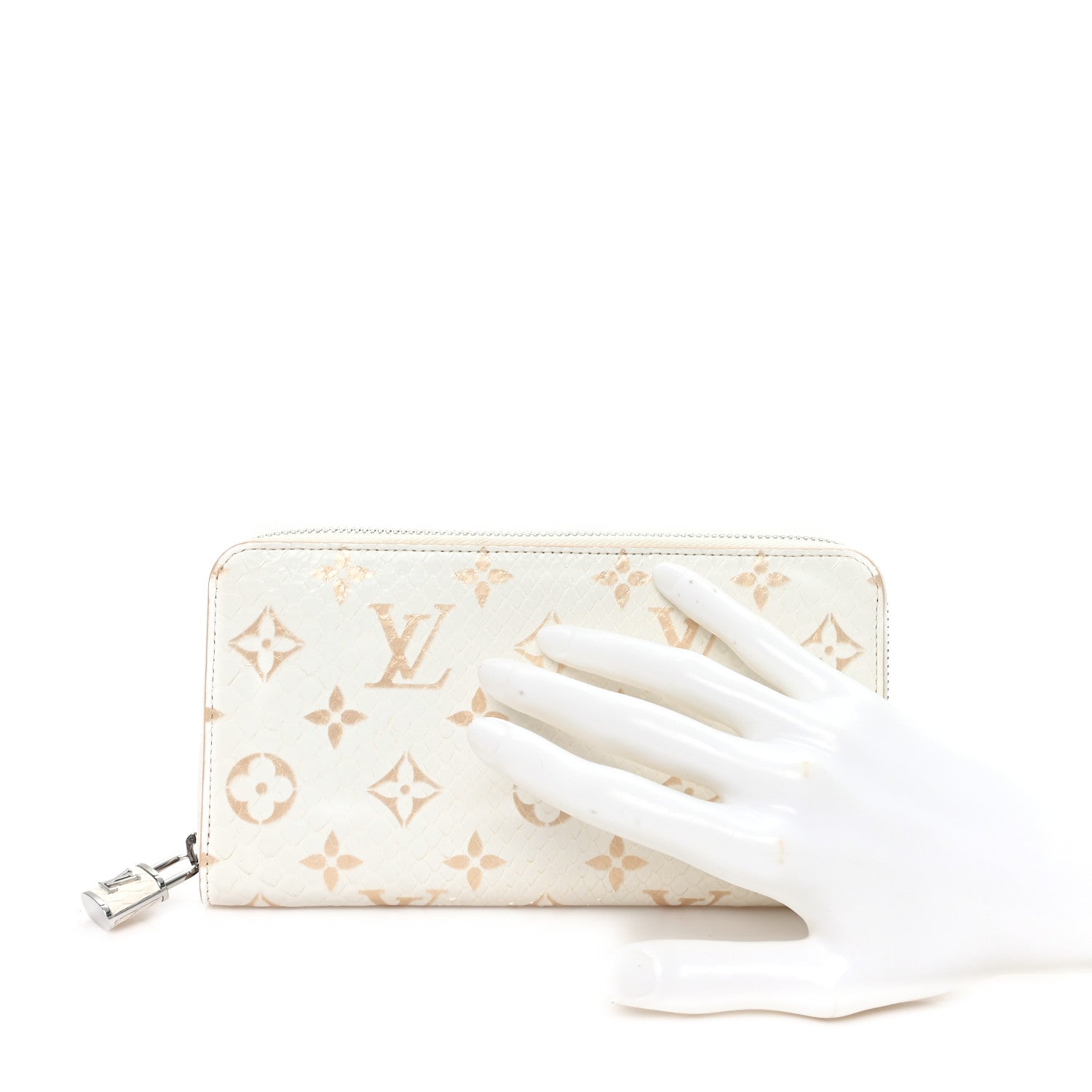 Louis Vuitton Snakeskin Monogram Zippy Padlock Wallet White 2 of 7