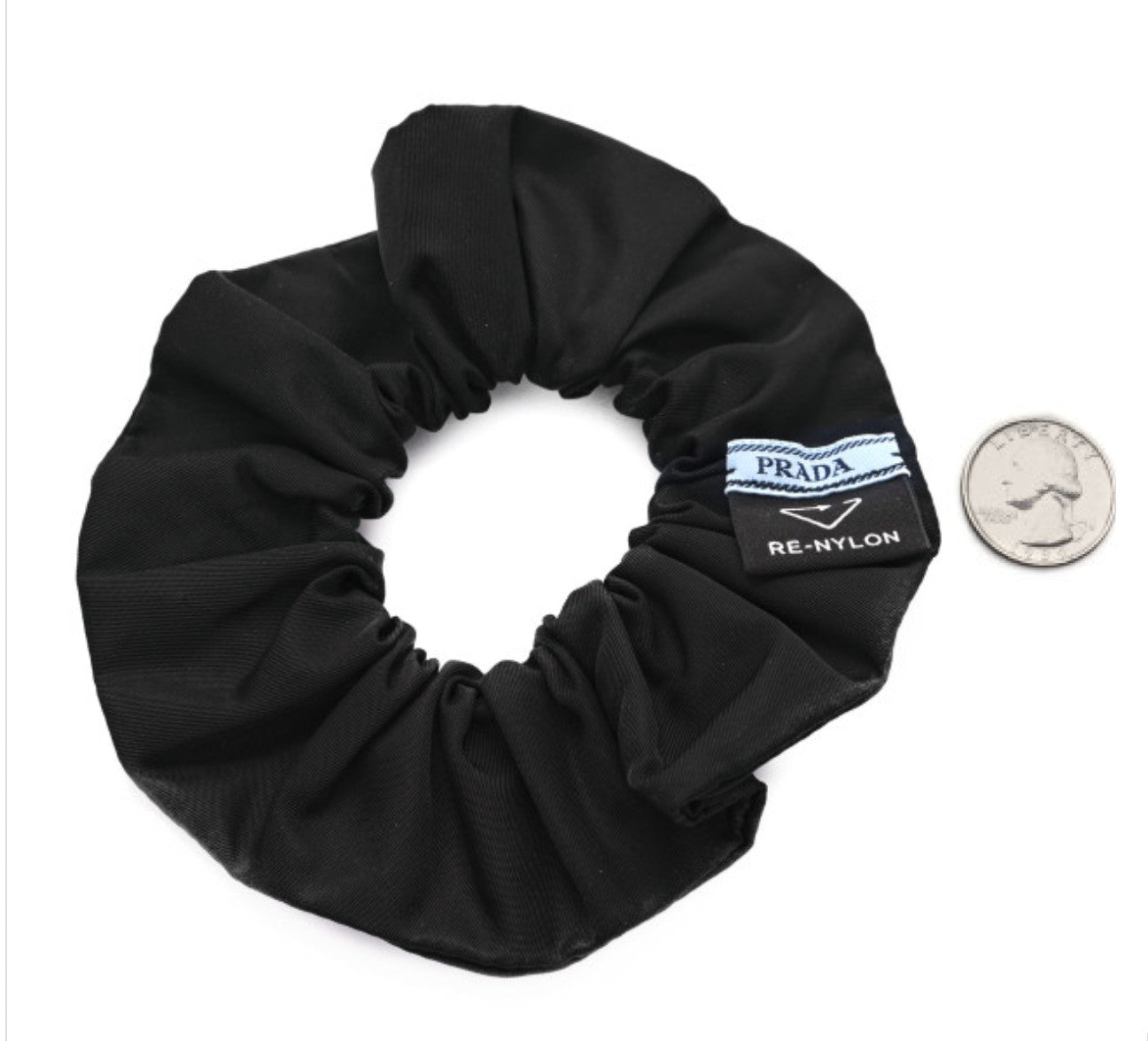 Re-Nylon Metal Logo Scrunchie Black
