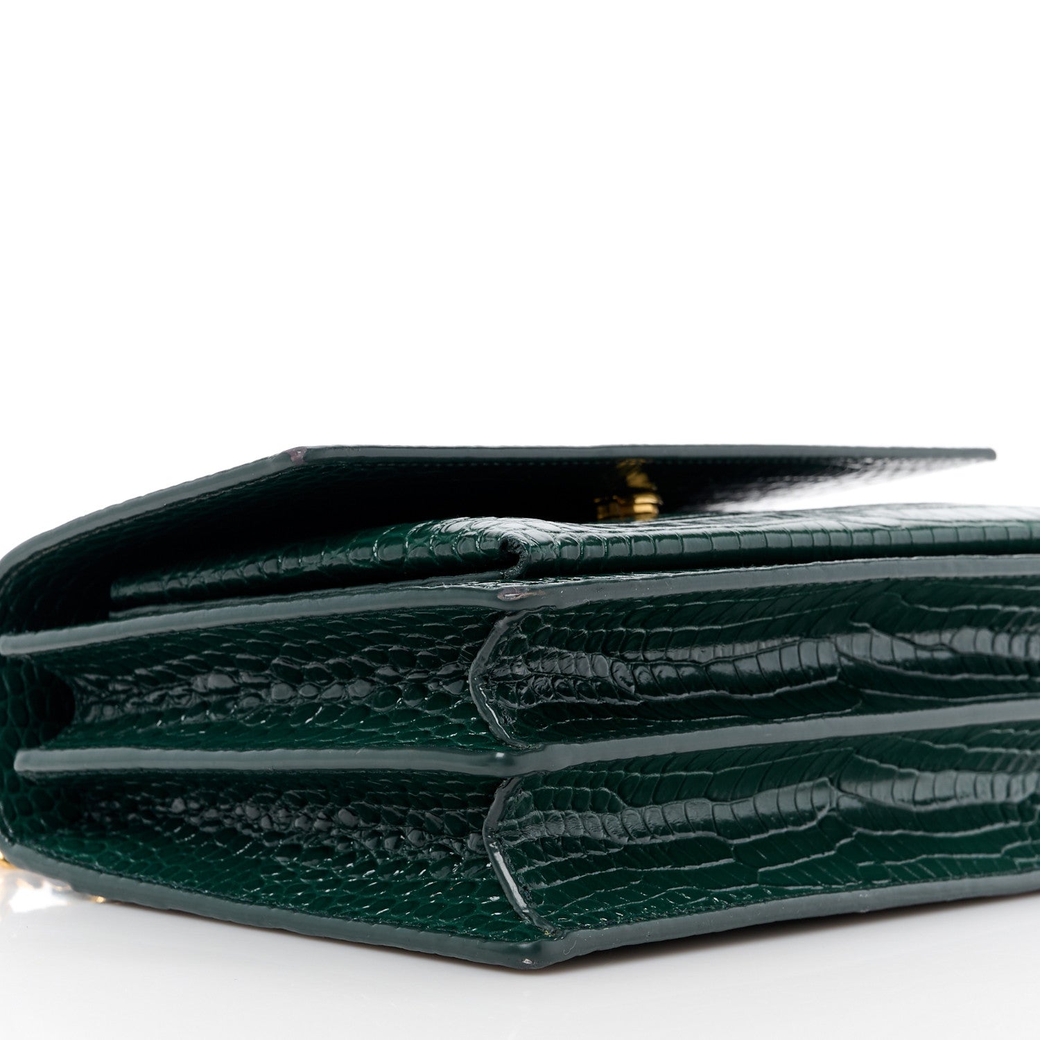 Saint Laurent Calfskin Crocodile Embossed Medium Monogram Sunset Dark Mint 9 of 12
