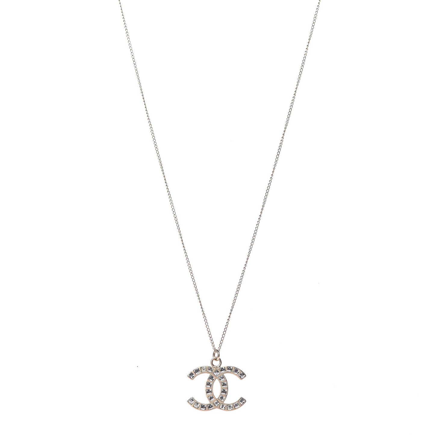 Baguette Crystal CC Necklace Light Gold
