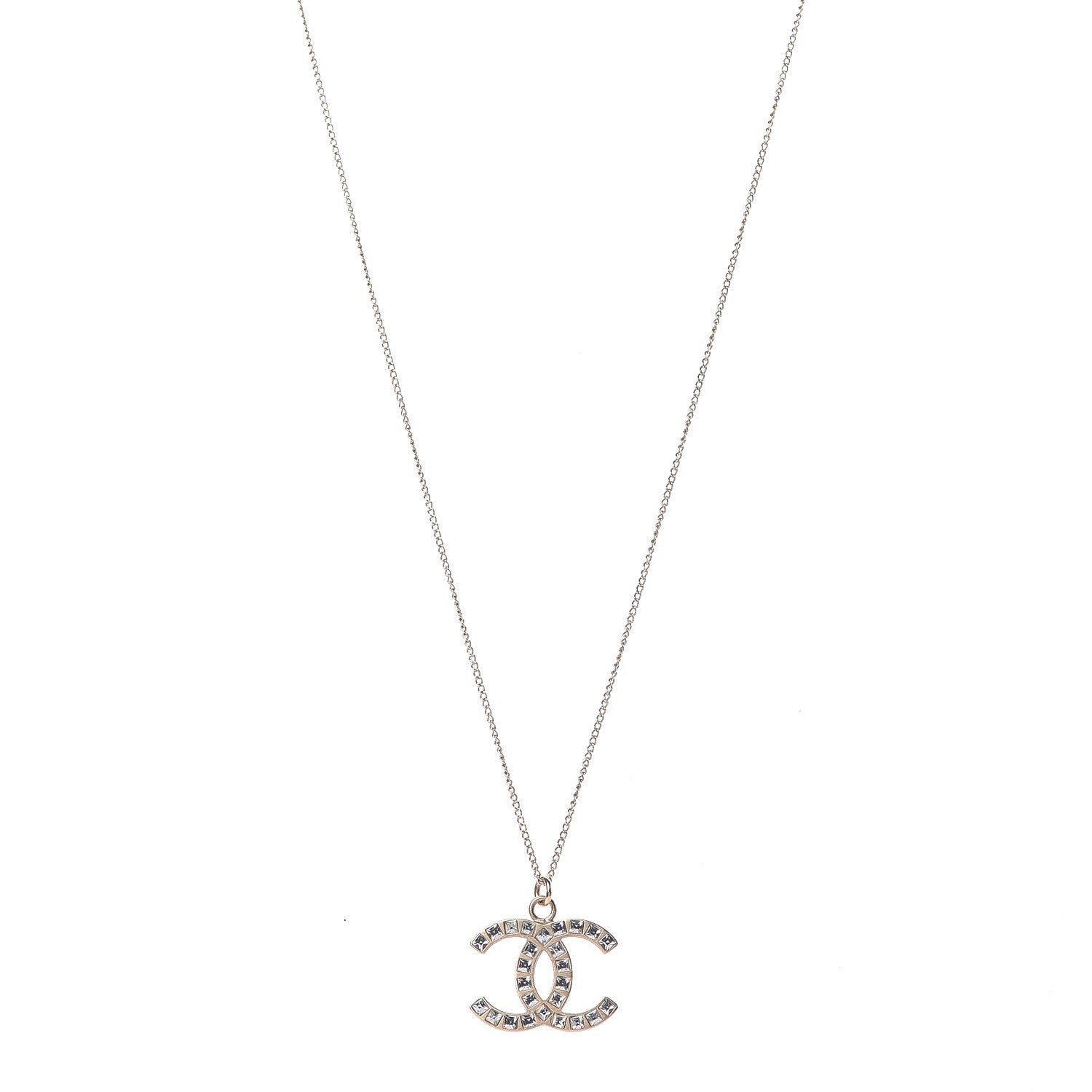 Chanel Baguette Crystal CC Necklace Light Gold 1 of 4