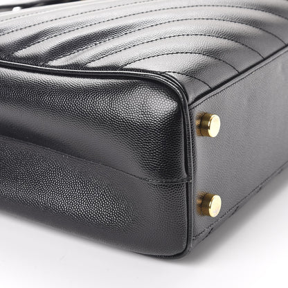Saint Laurent Grain De Poudre Matelasse Chevron Monogram Shopping Bag Black 9 of 10