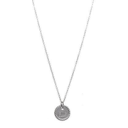 David Yurman 18K White Gold Diamond Initial D Charm Necklace 1 of 7