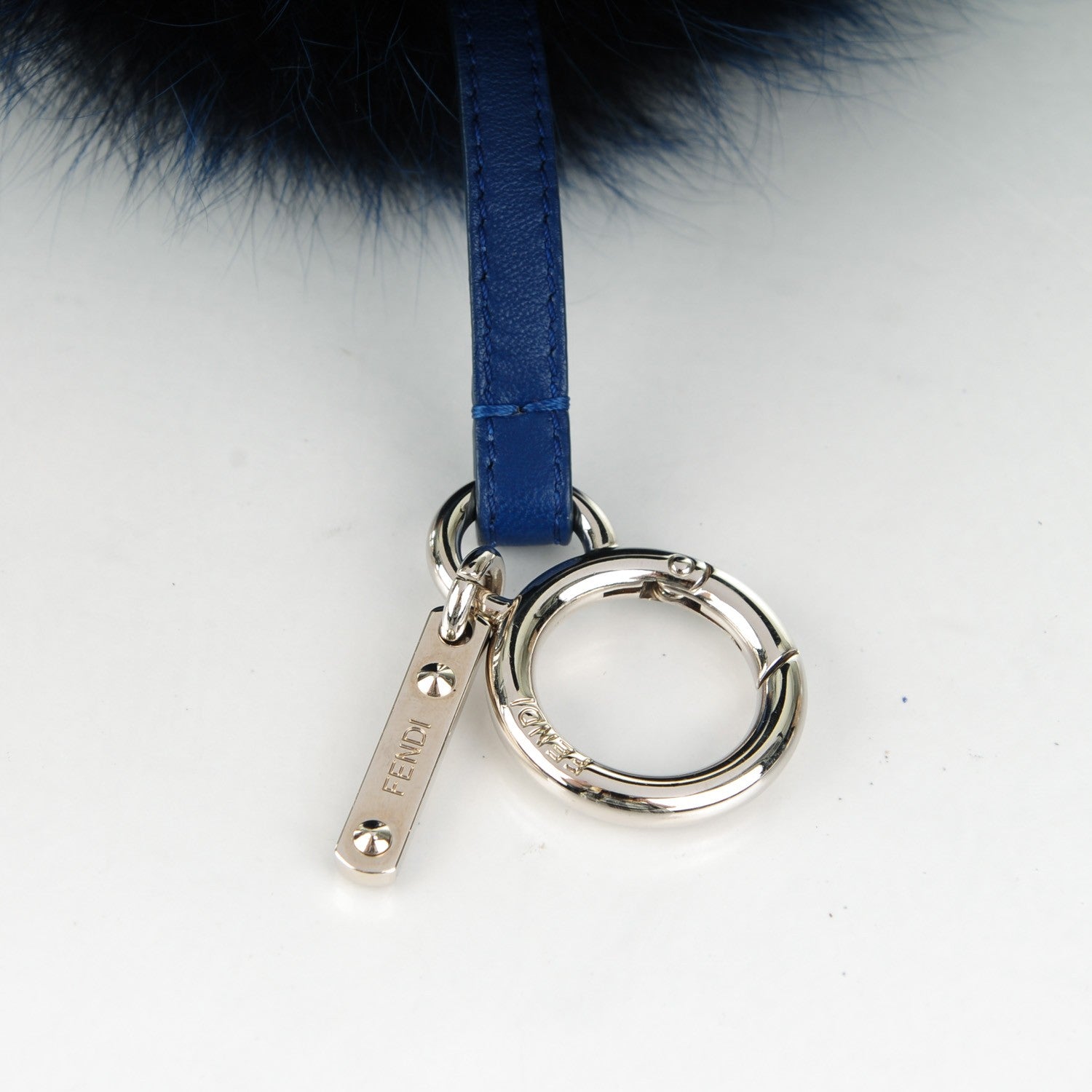 Fendi Fox Fur Shiny Nappa Bi-Color K ABCharm Bag Charm Blue Curry 4 of 4