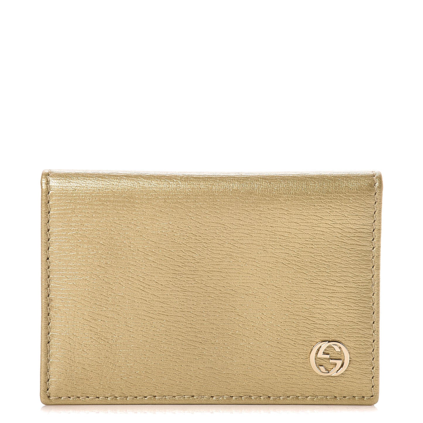 Textured Calfskin Betty Card Case Gold