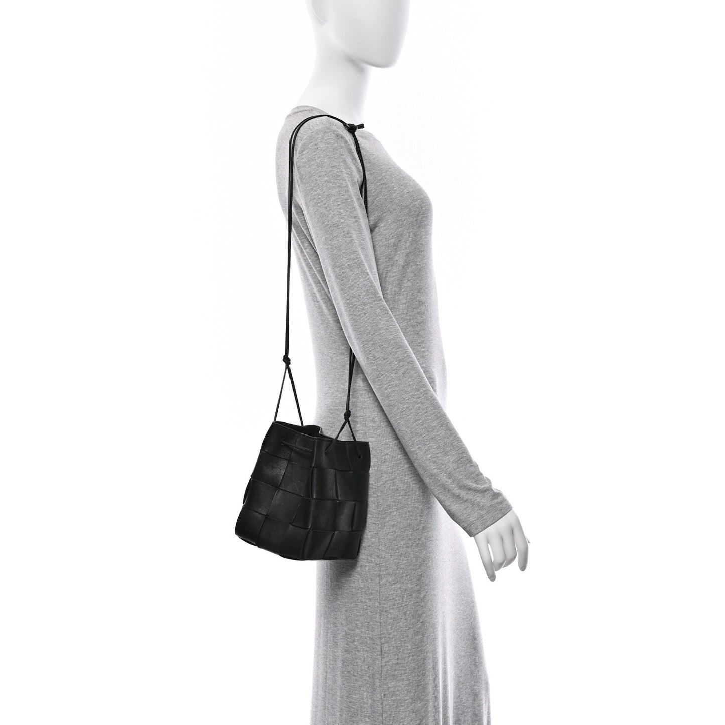 Nappa Maxi Intrecciato Cassette Bucket Bag Black