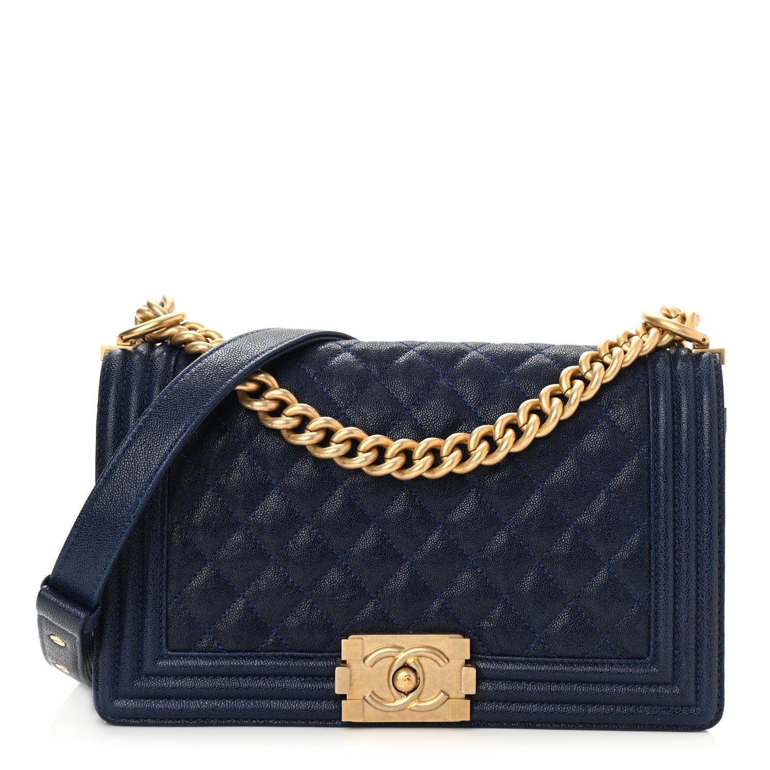 Chanel Caviar Quilted Medium Boy Flap Navy 1 of 10