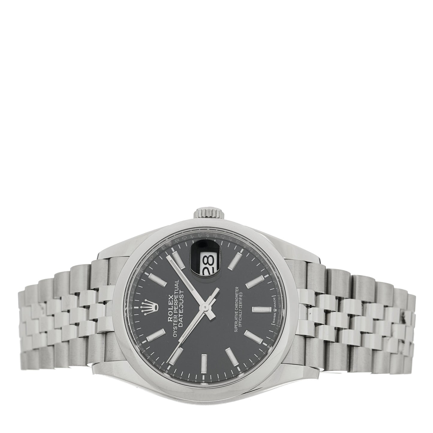 Stainless Steel 36mm Oyster Perpetual Datejust Watch Bright Black 126200