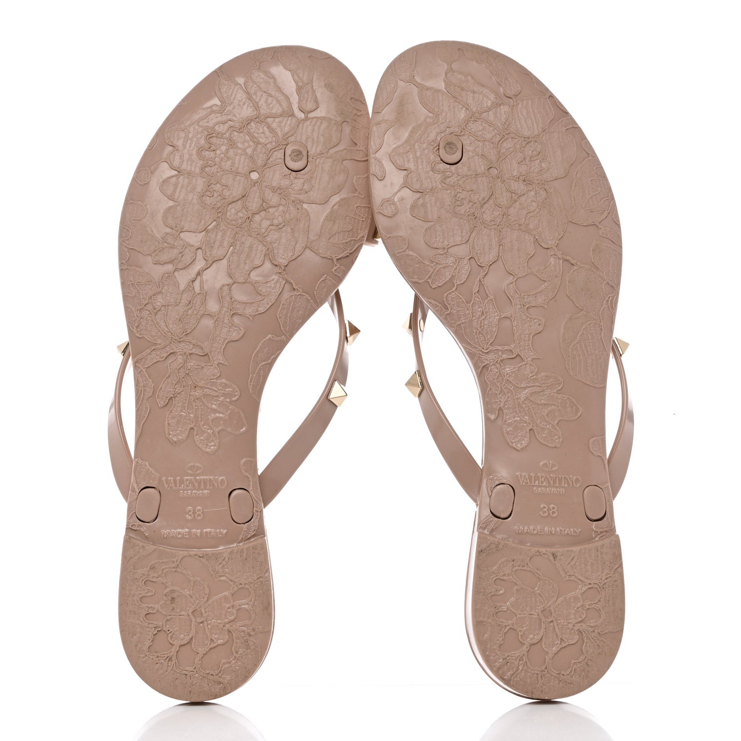 PVC Jelly Rockstud Bow Thong Sandals 38 Poudre