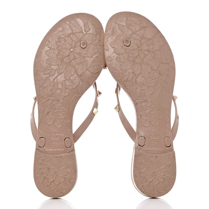 Valentino Garavani PVC Jelly Rockstud Bow Thong Sandals 38 Poudre 5 of 7