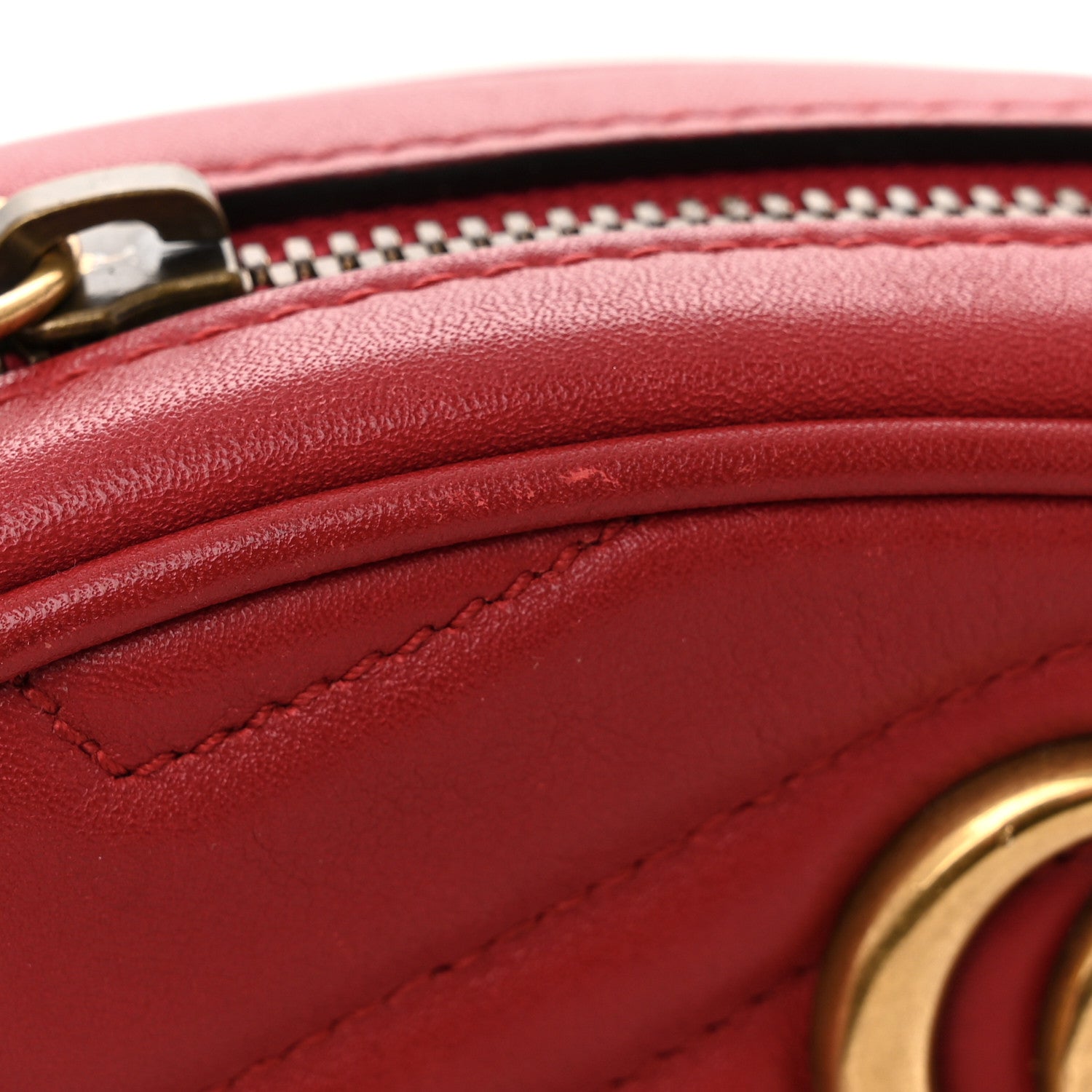 Gucci Calfskin Matelasse GG Marmont Belt Bag 85 34 Hibiscus Red 12 of 12