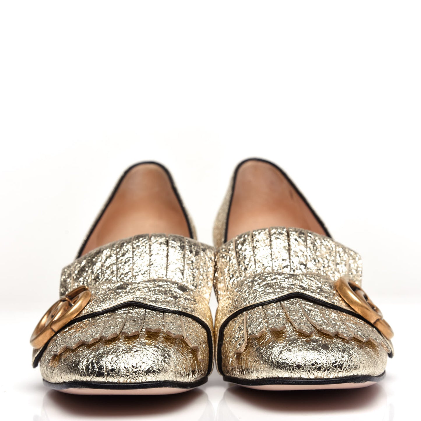 Galassia GG Marmont Fringe 50mm Loafer Pumps 36.5 Platino